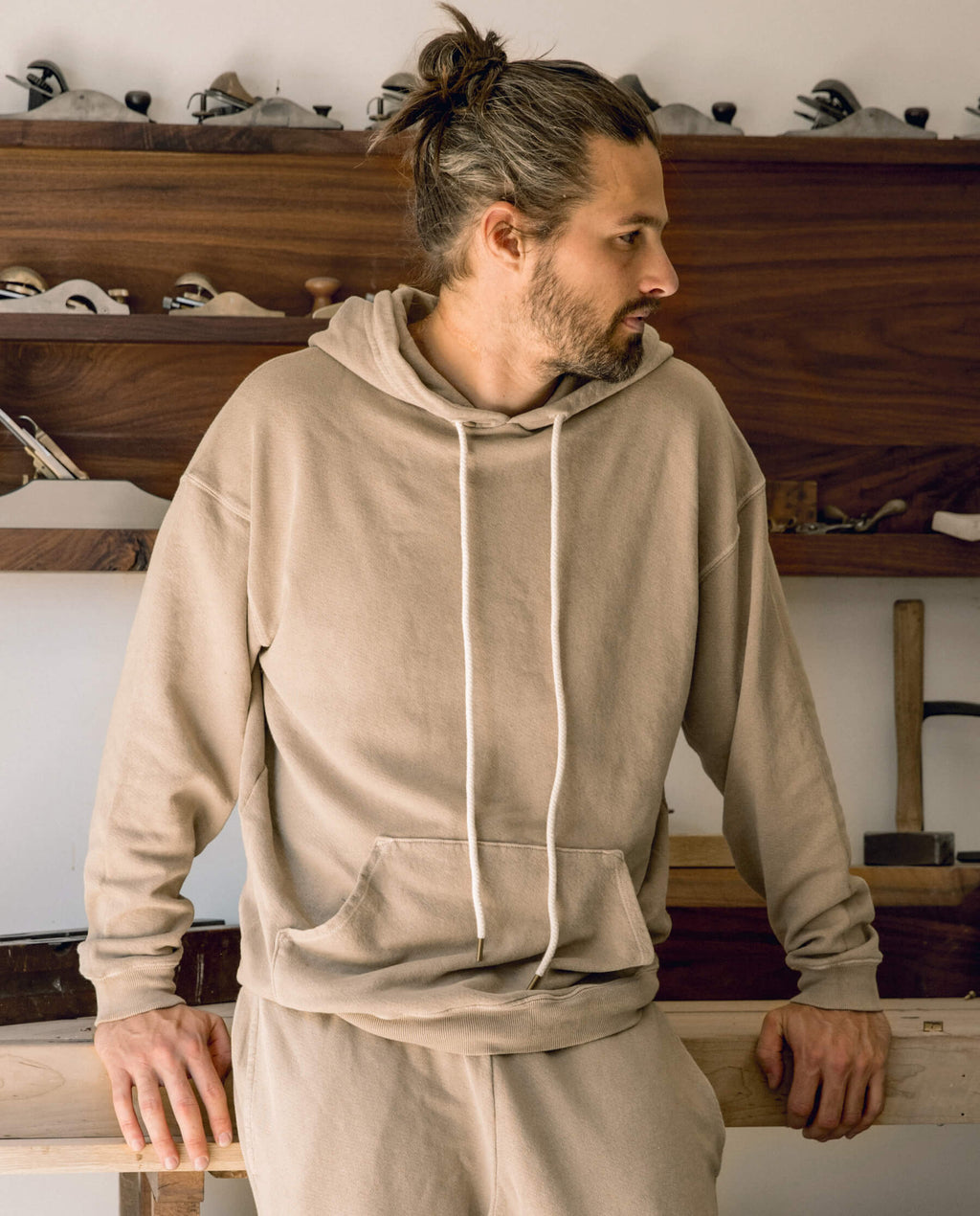 The Men's Gym Drawstring Hoodie. -- Fawn