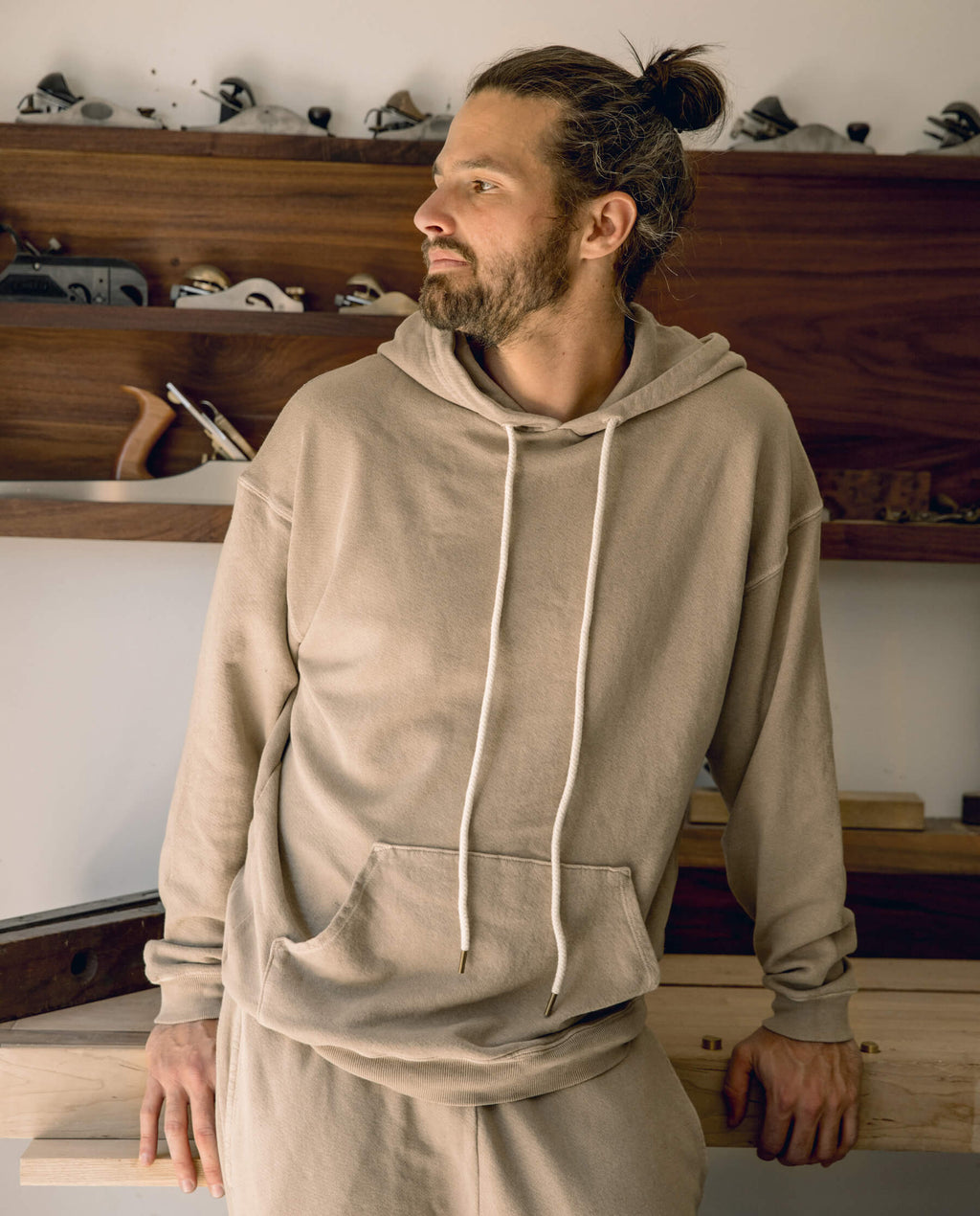 The Men's Gym Drawstring Hoodie. -- Fawn
