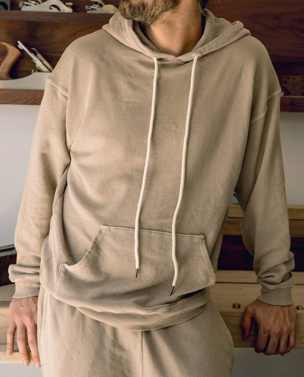 The Men's Gym Drawstring Hoodie. -- Fawn