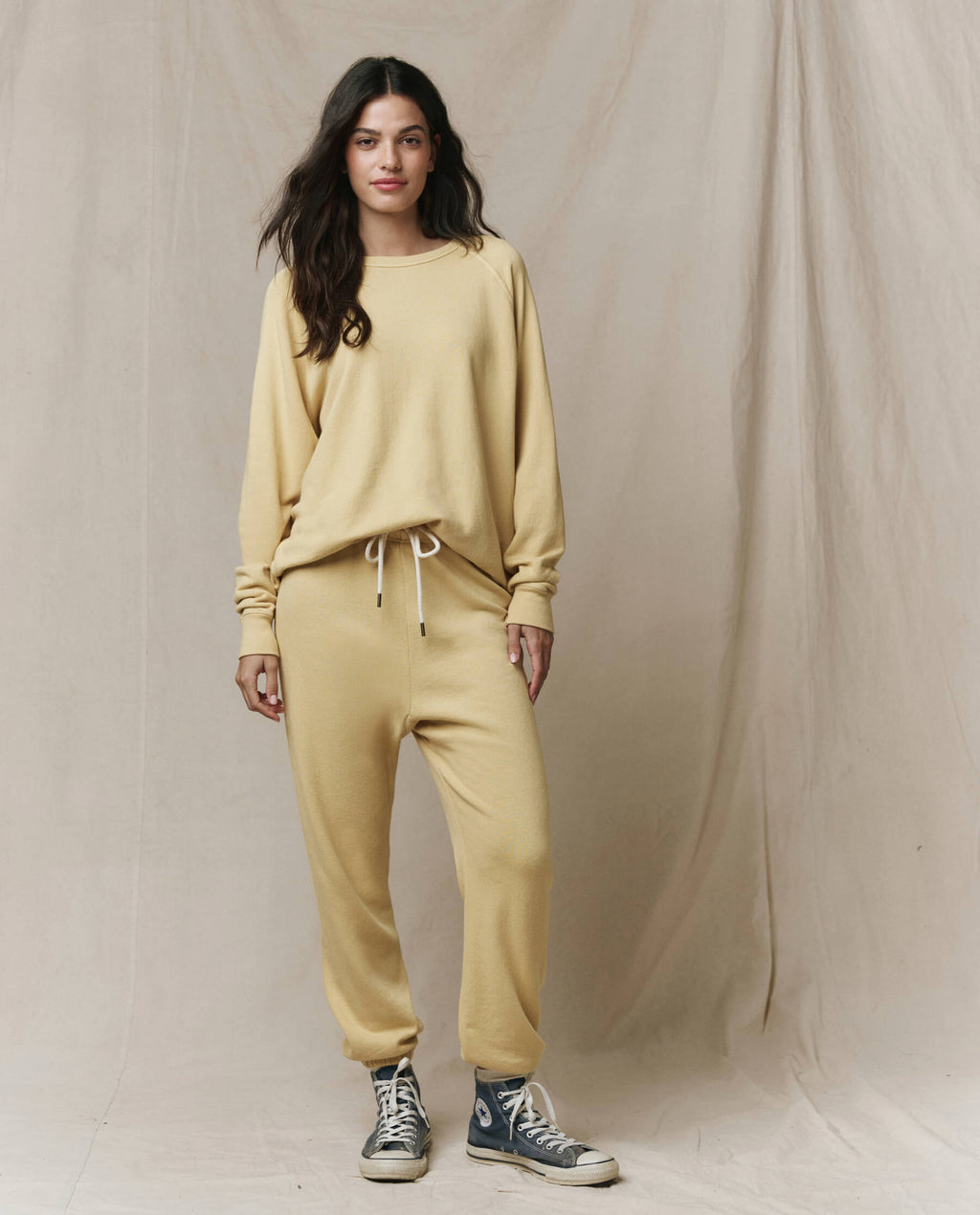 The College Sweatshirt. Solid -- Butter Yellow