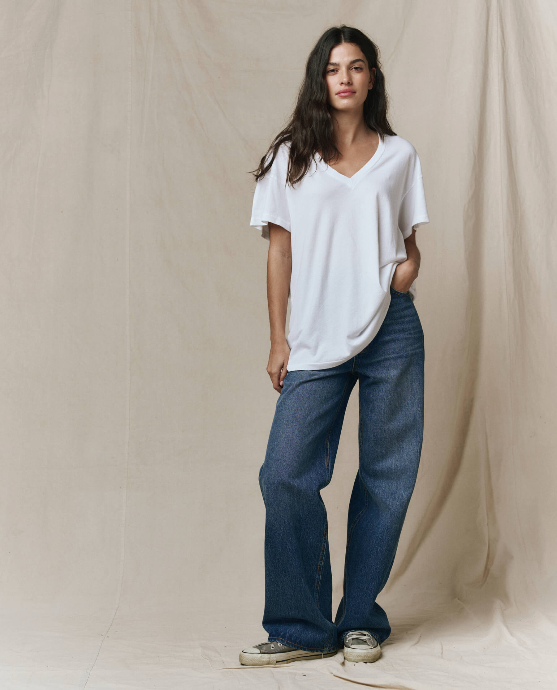 The Slouchy V-Neck Tee. -- True White