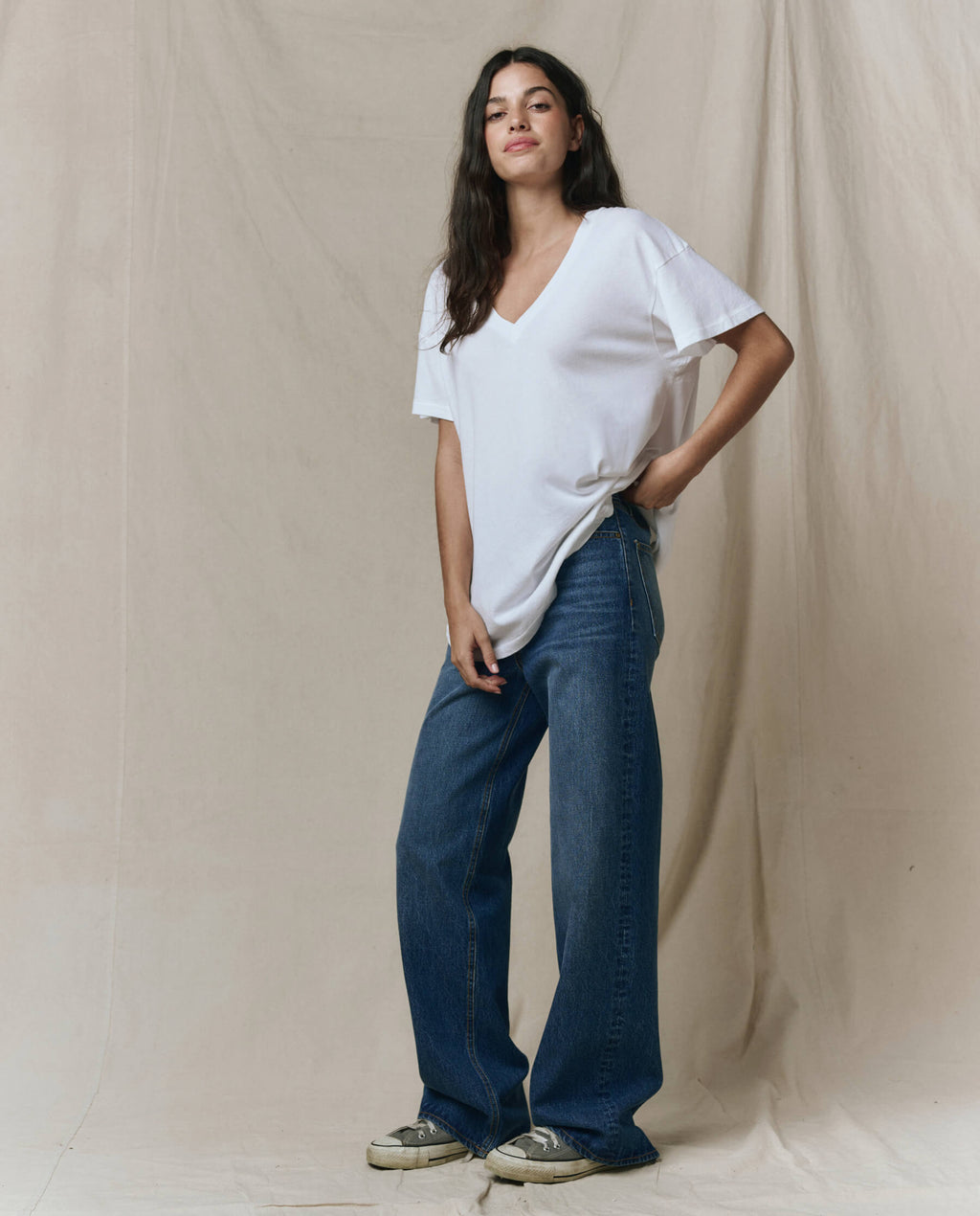 The Slouchy V-Neck Tee. -- True White
