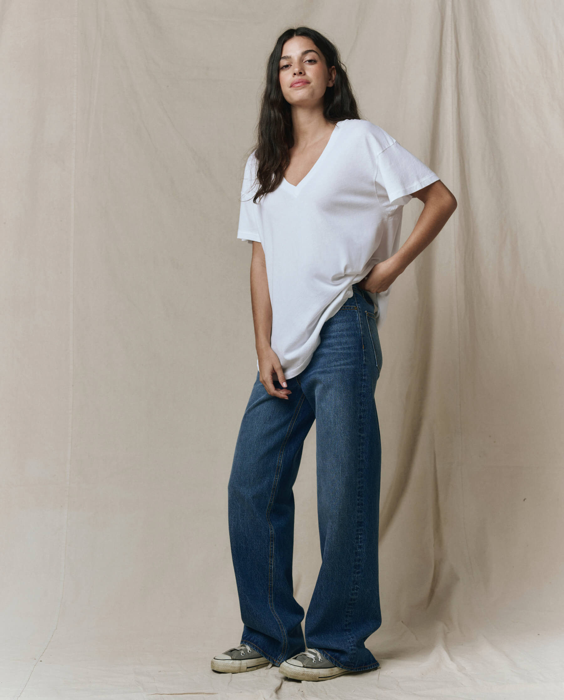 The Slouchy V-Neck Tee. -- True White