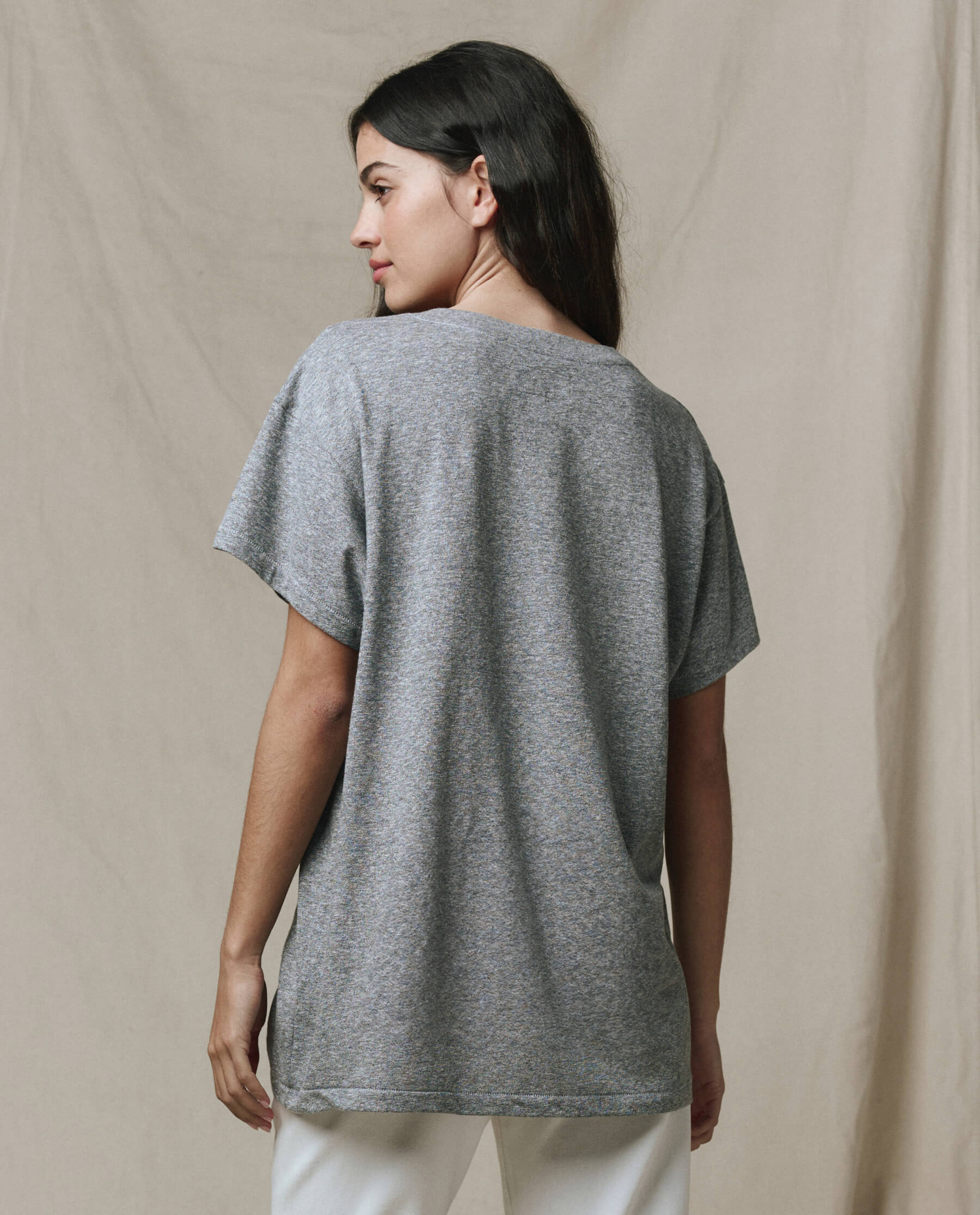 The Slouchy V-Neck Tee. -- Heather Grey