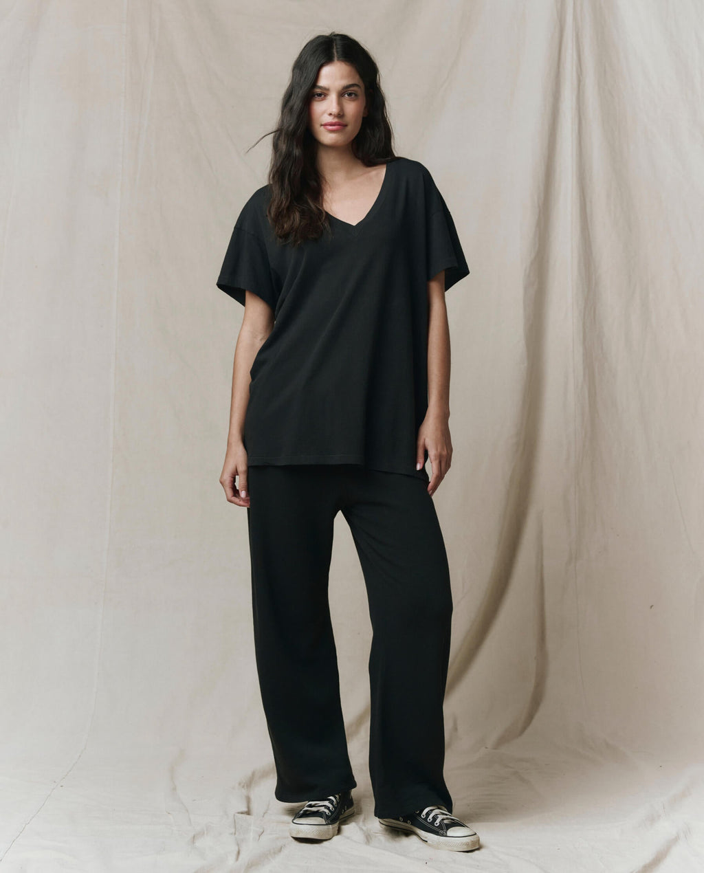 The Slouchy V-Neck Tee. -- Almost Black