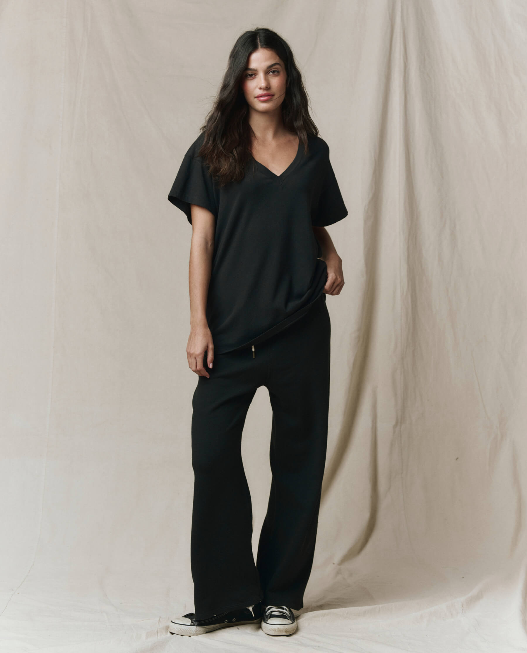 The Slouchy V-Neck Tee. -- Almost Black