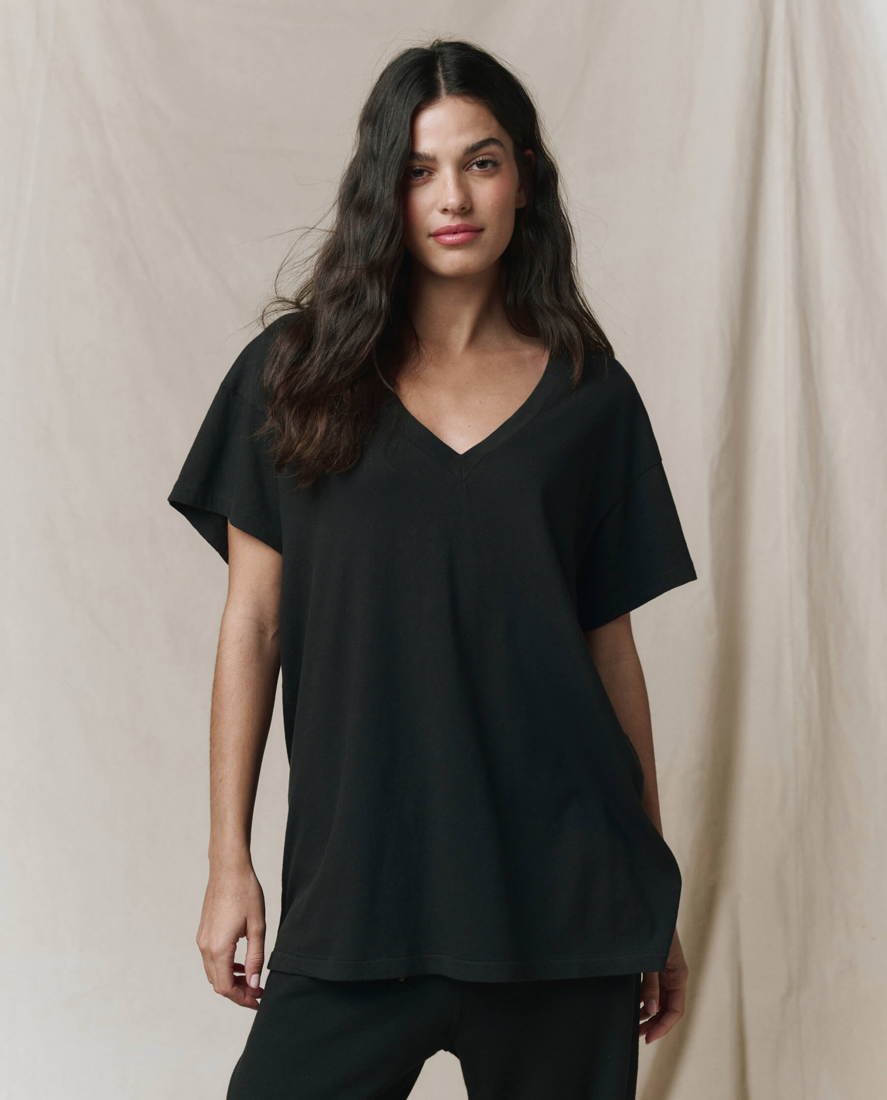 The Slouchy V-Neck Tee. -- Almost Black