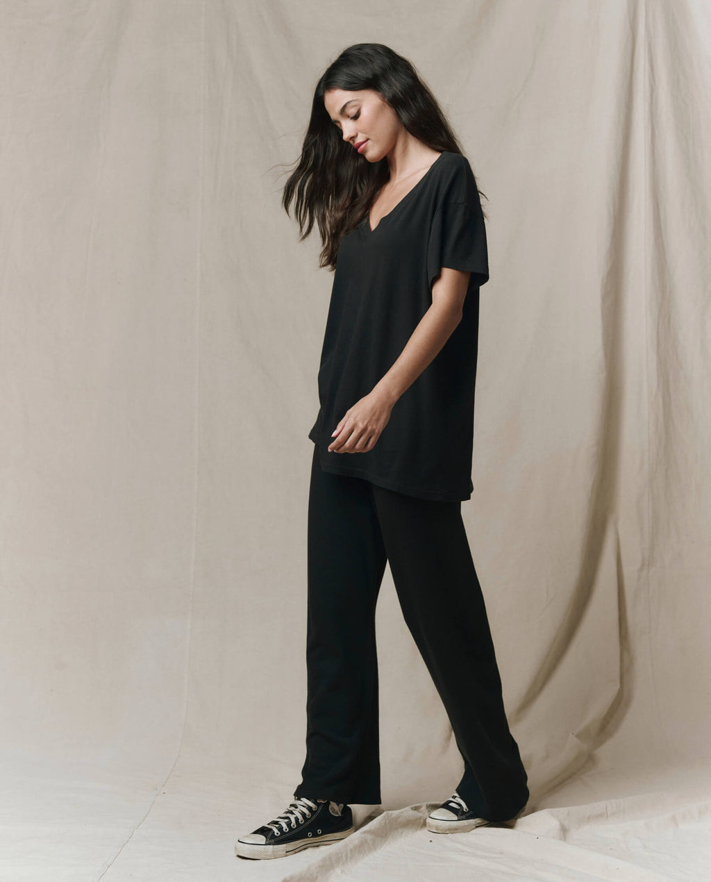 The Slouchy V-Neck Tee. -- Almost Black