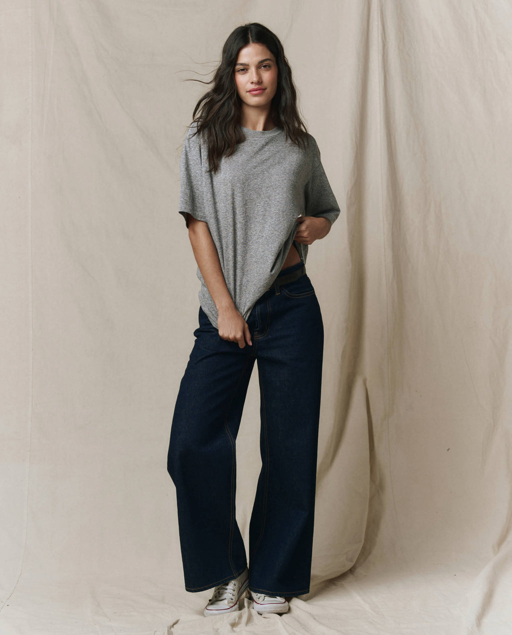 The Slouchy Crew Tee. -- Heather Grey