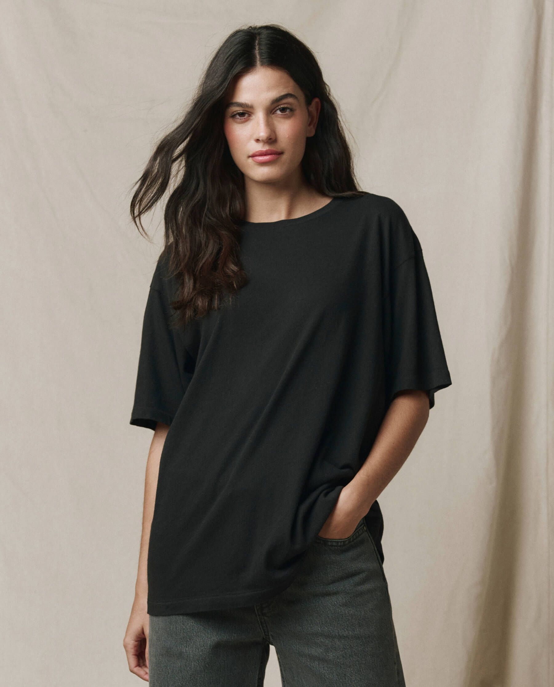 The Slouchy Crew Tee. -- Almost Black