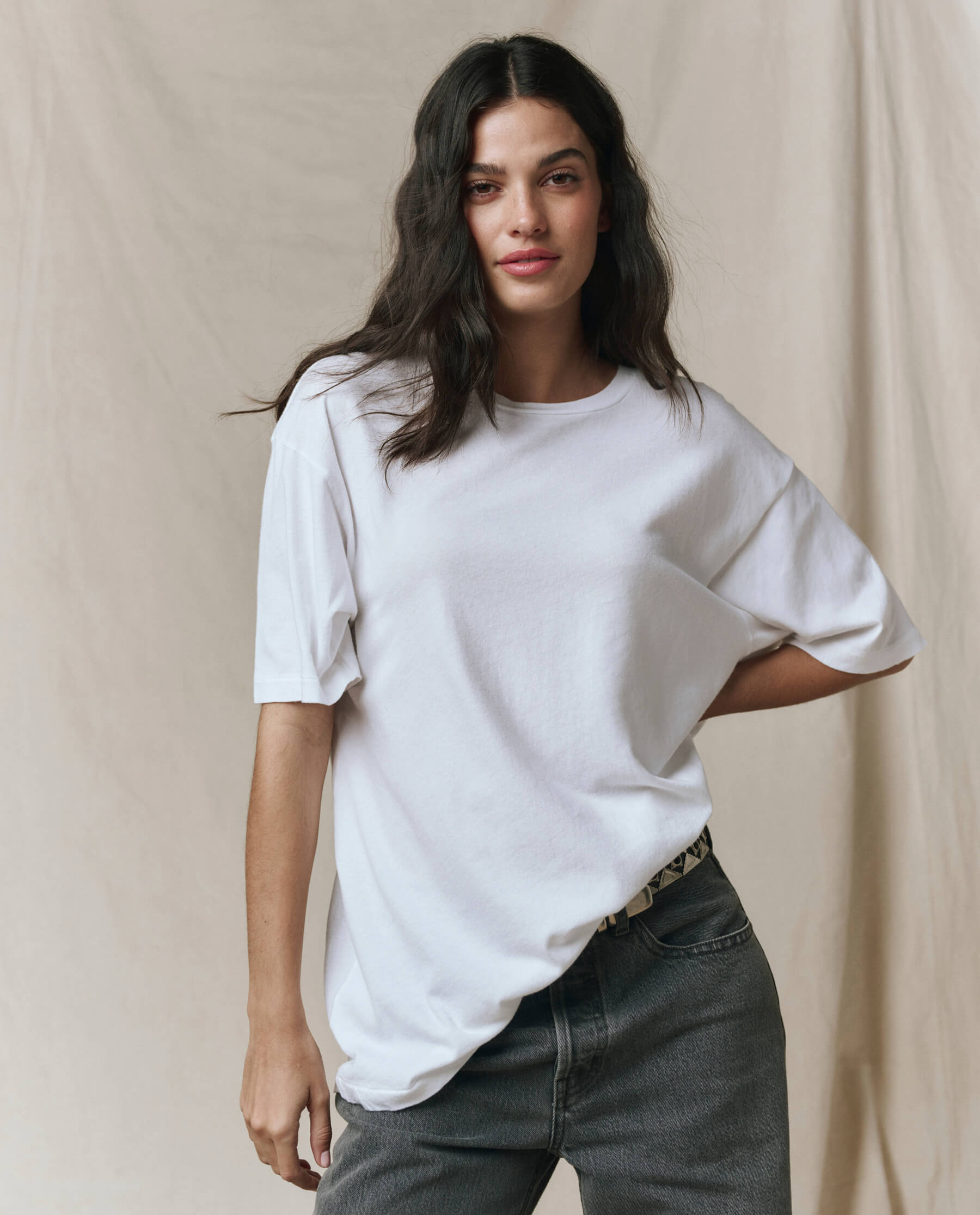 The Slouchy Crew Tee. -- True White
