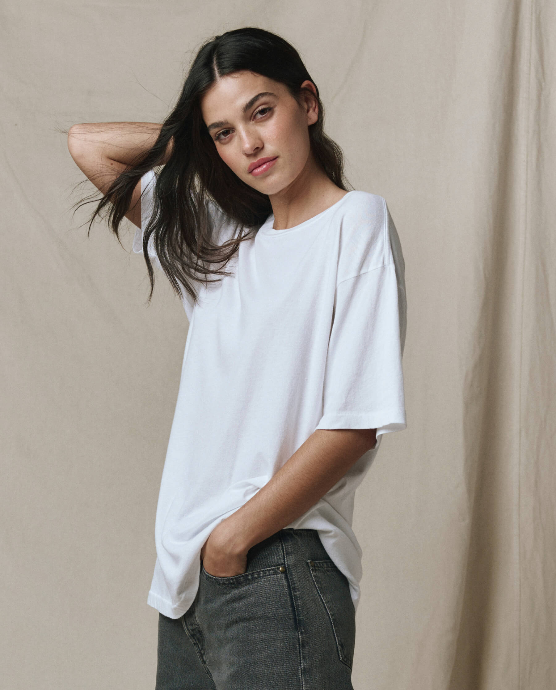 The Slouchy Crew Tee. -- True White