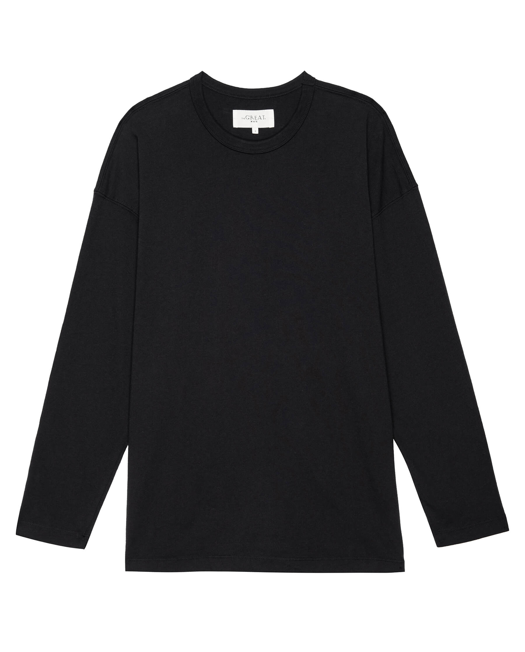 The Men's Pure Knits Long Sleeve Boxy Crew. Solid -- Almost Black