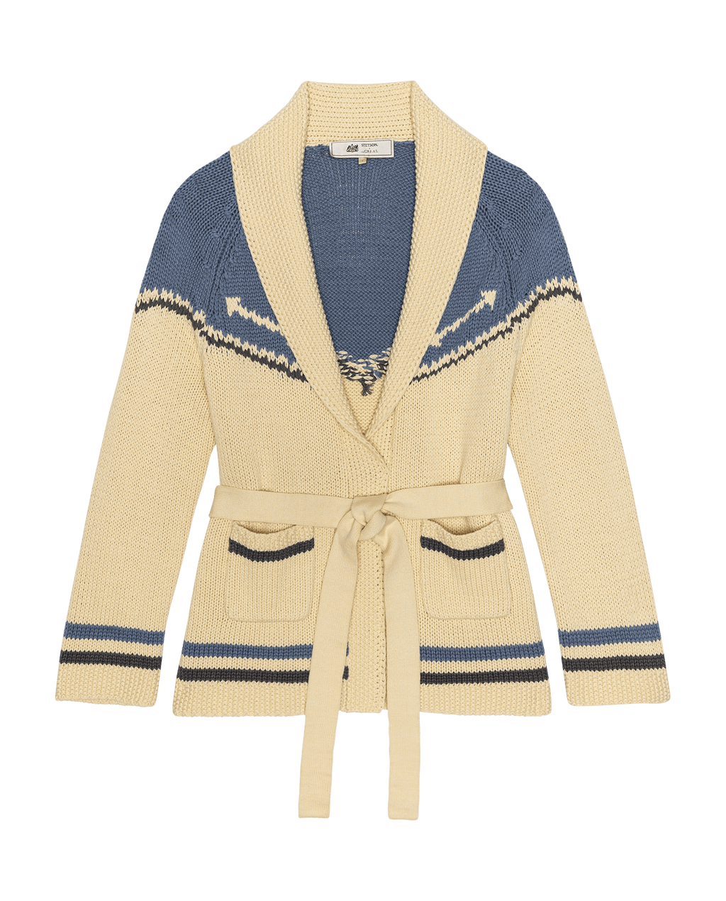 The Western Riding Cardigan Sweater. -- Robin Blue