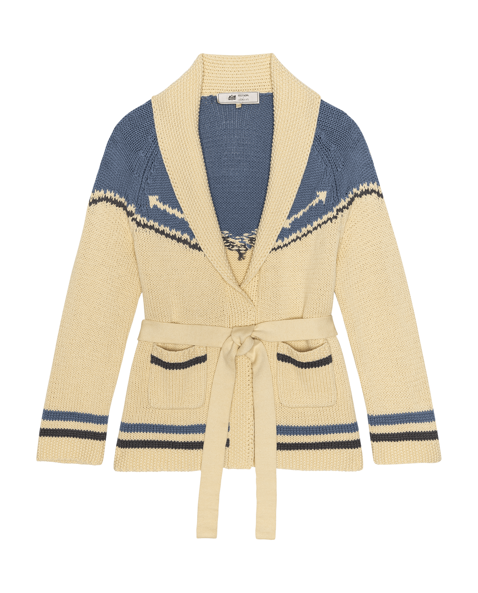 The Western Riding Cardigan Sweater. -- Robin Blue