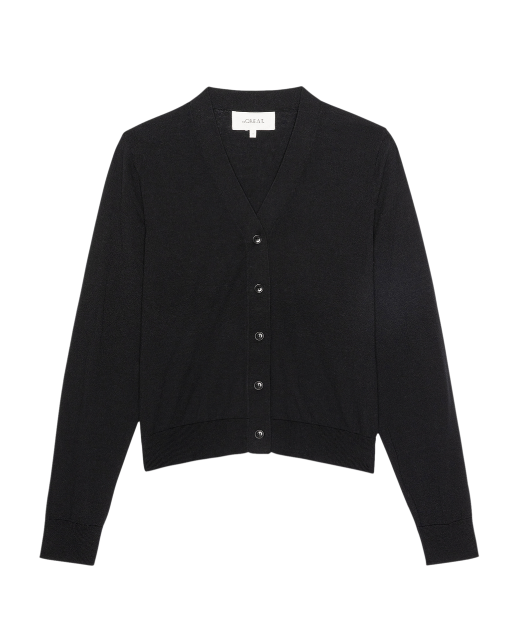 The Shrunken V Neck Cardigan. -- Black