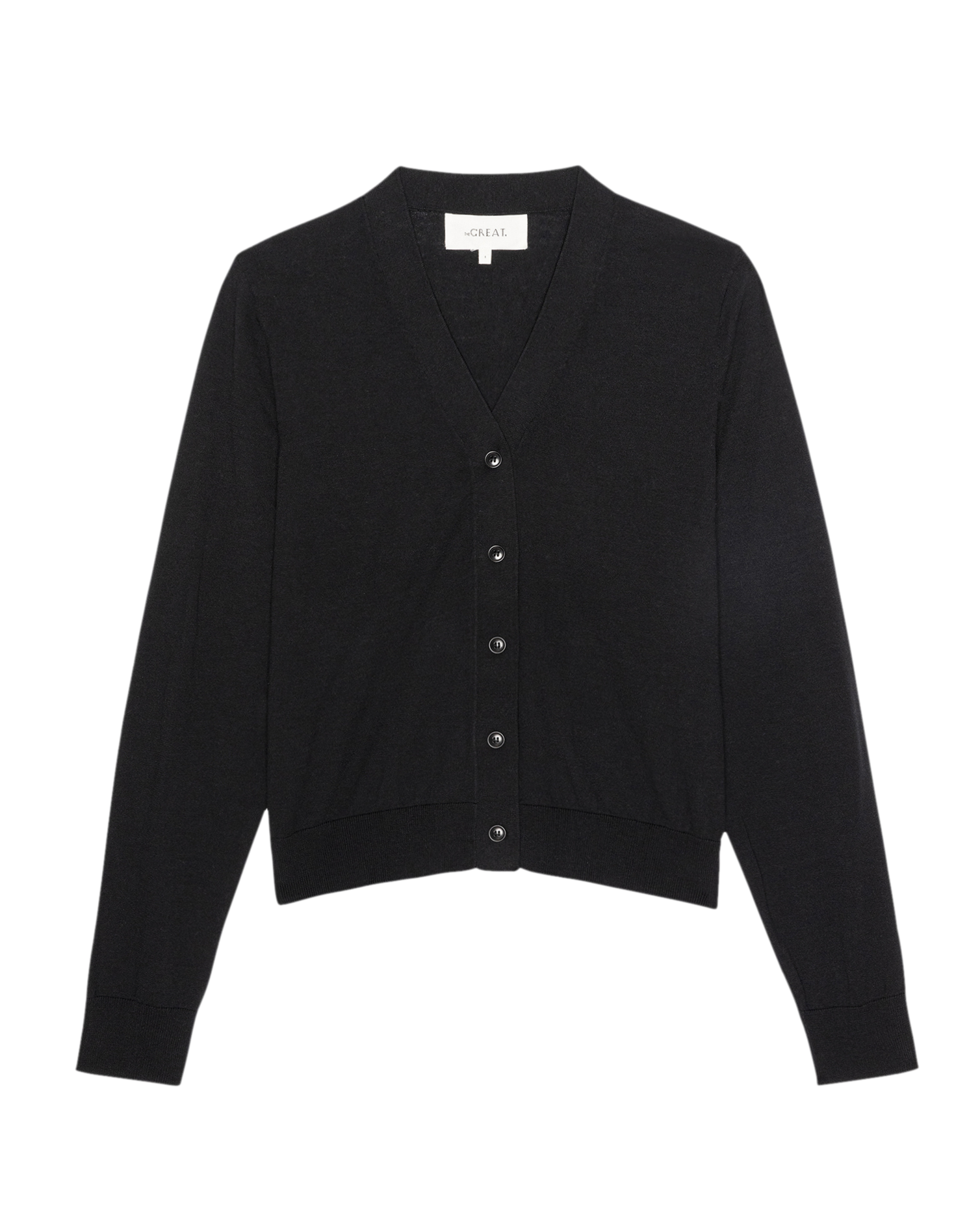 The Shrunken V Neck Cardigan. -- Black
