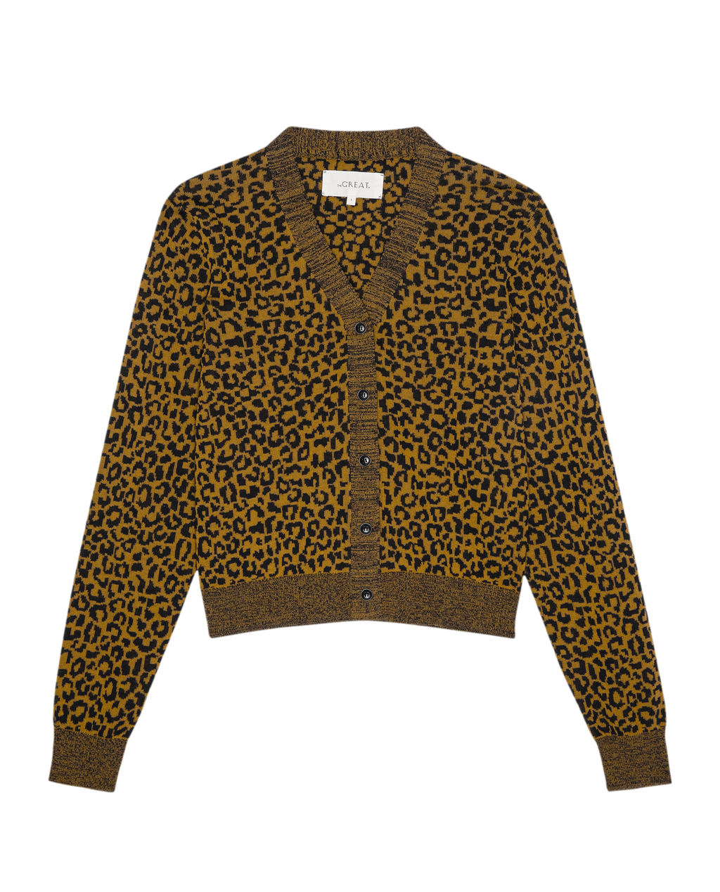 The Shrunken V Neck Cardigan. -- Leopard