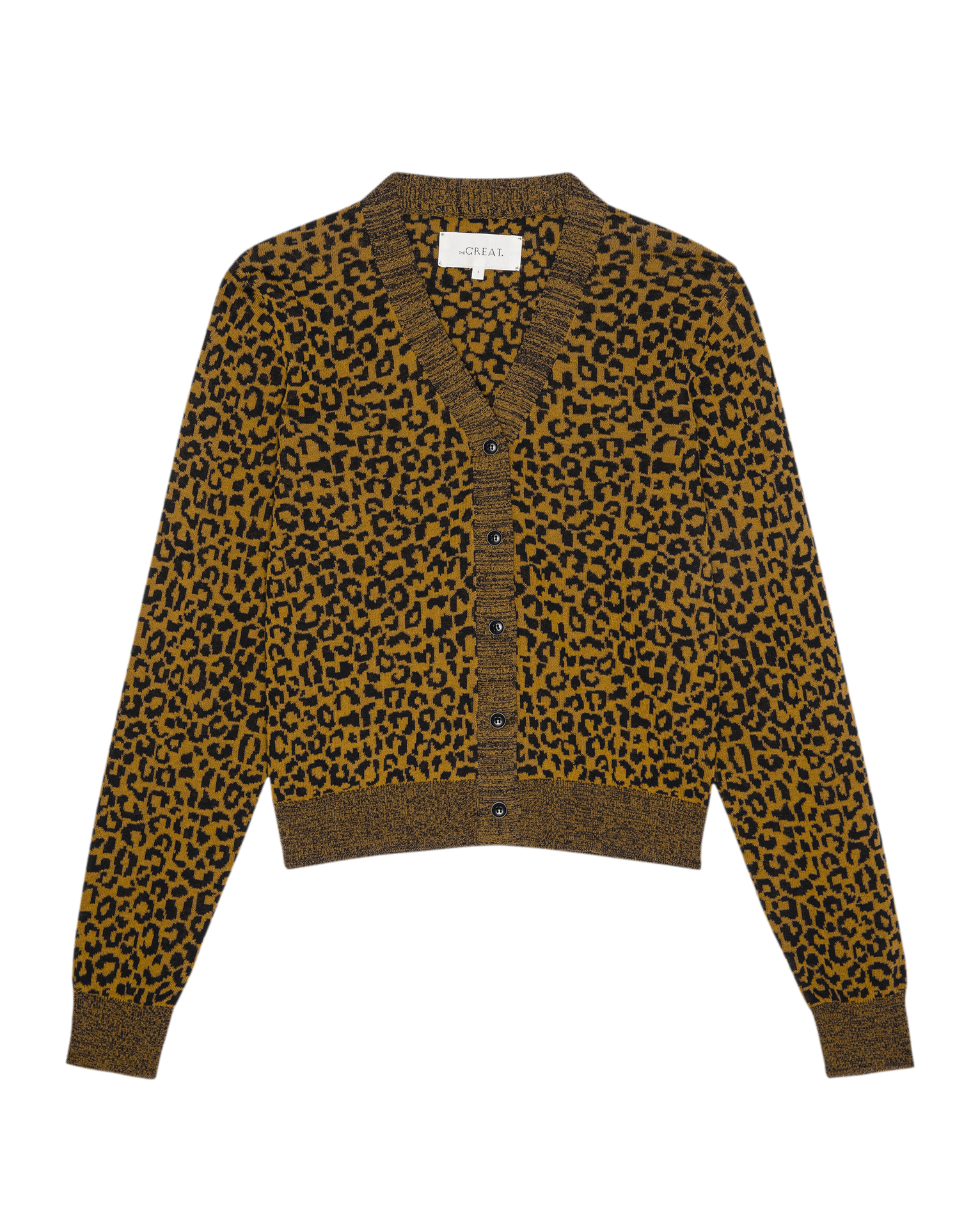 The Shrunken V Neck Cardigan. -- Leopard