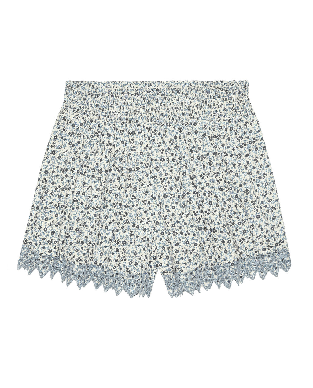 The Smocked Eyelet Short. -- Bluebell Ditsy