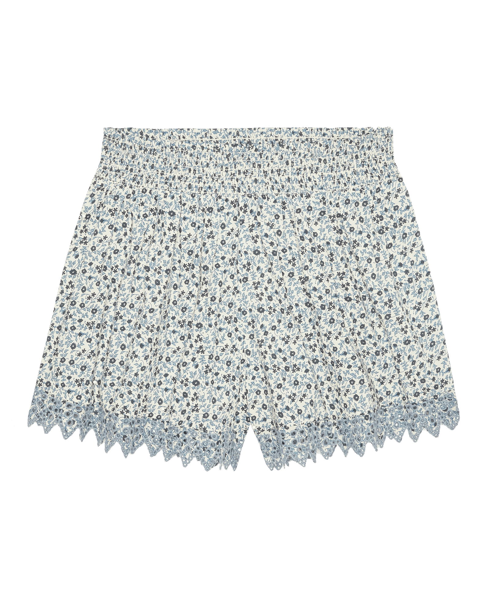 The Smocked Eyelet Short. -- Bluebell Ditsy