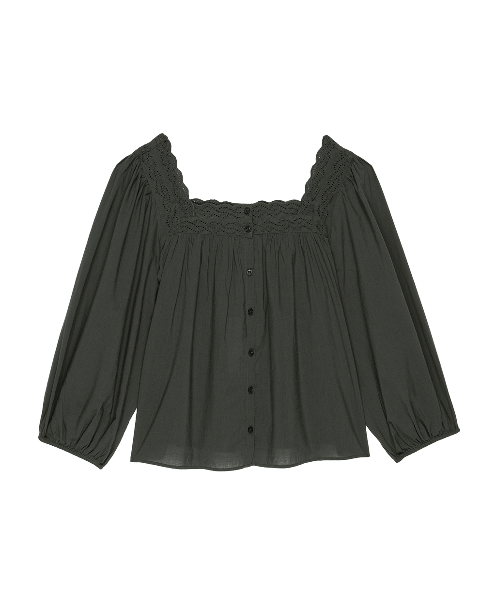 The Eyelet Button Sleep Top. -- Black