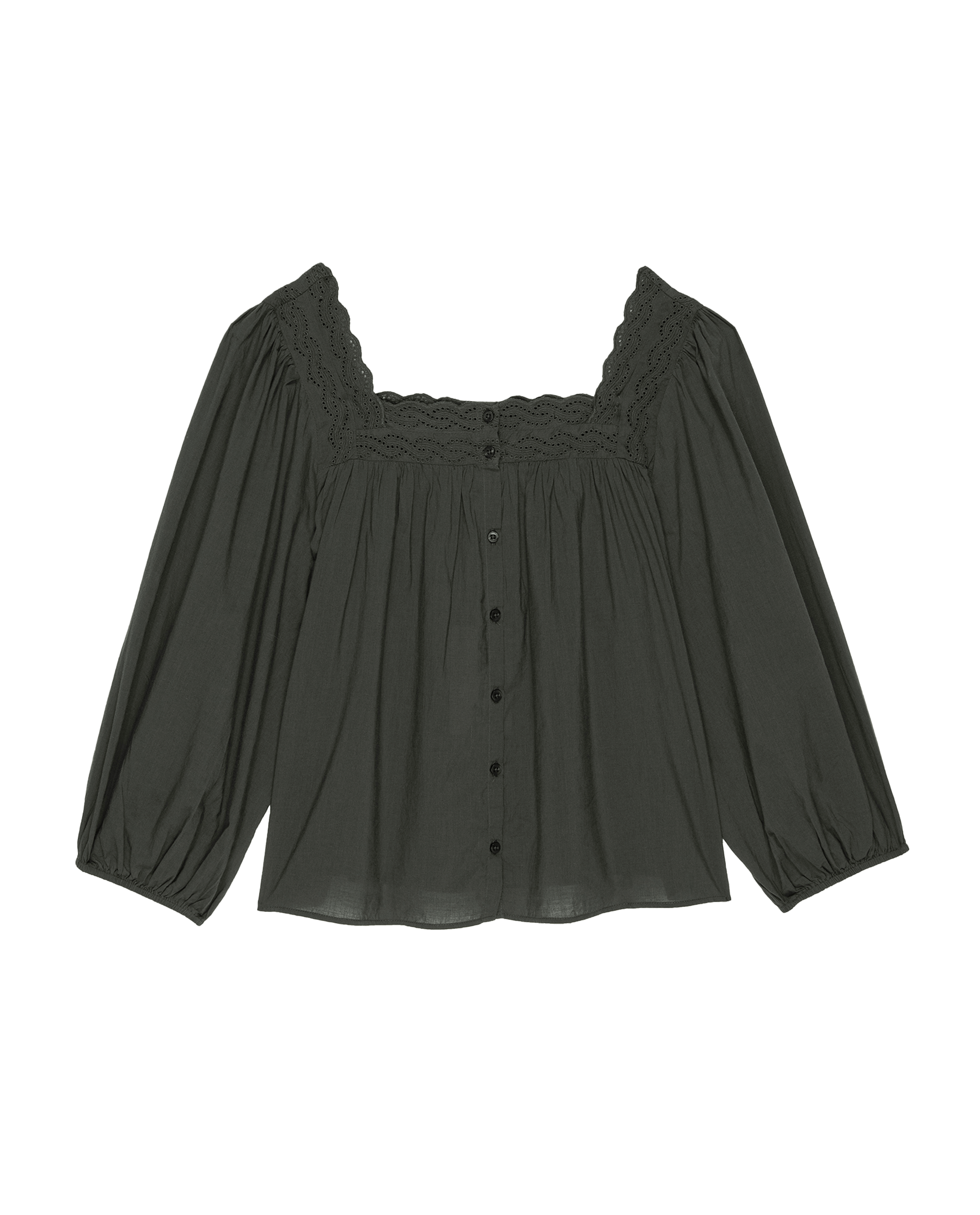The Eyelet Button Sleep Top. -- Black