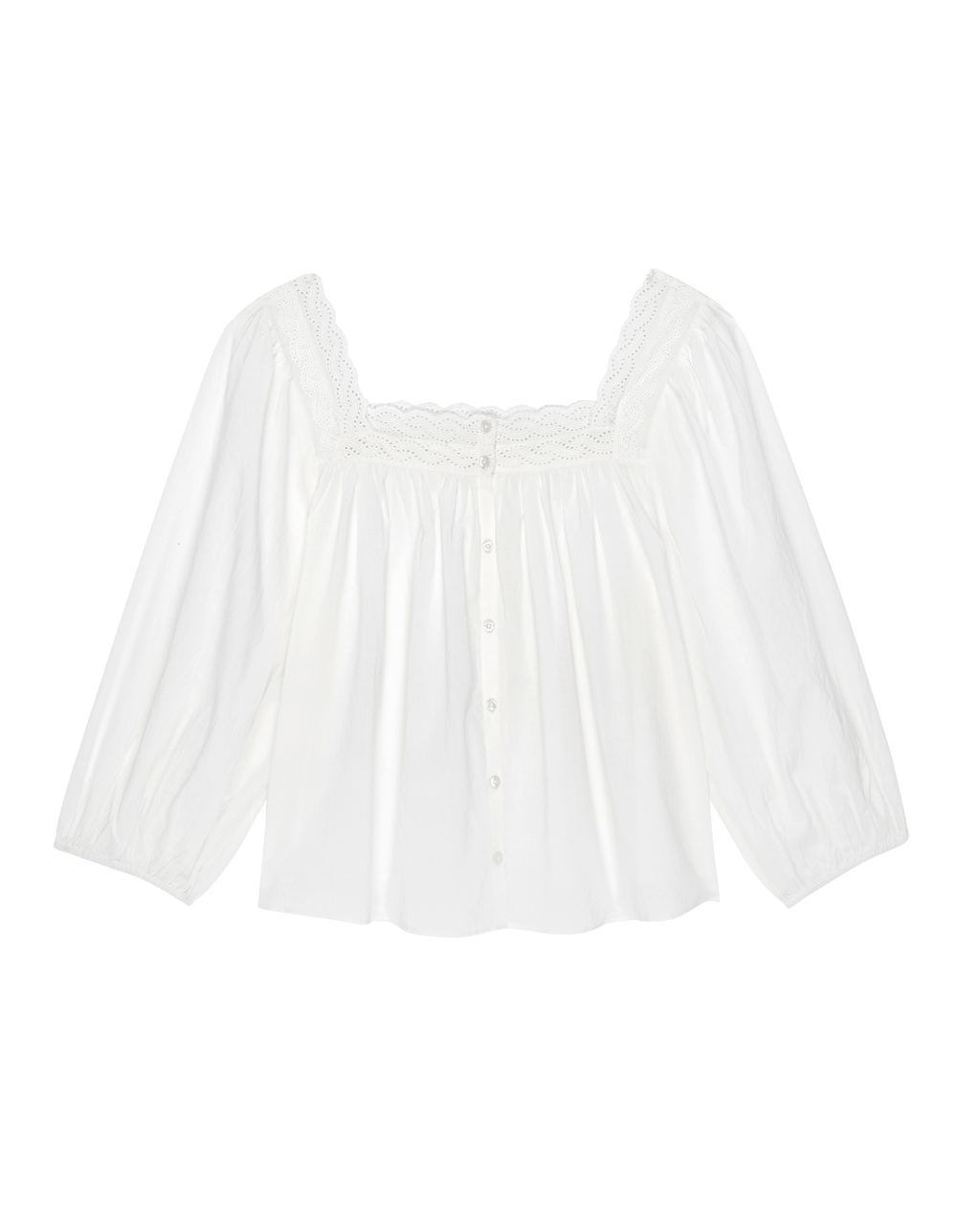 The Eyelet Button Sleep Top. -- True White