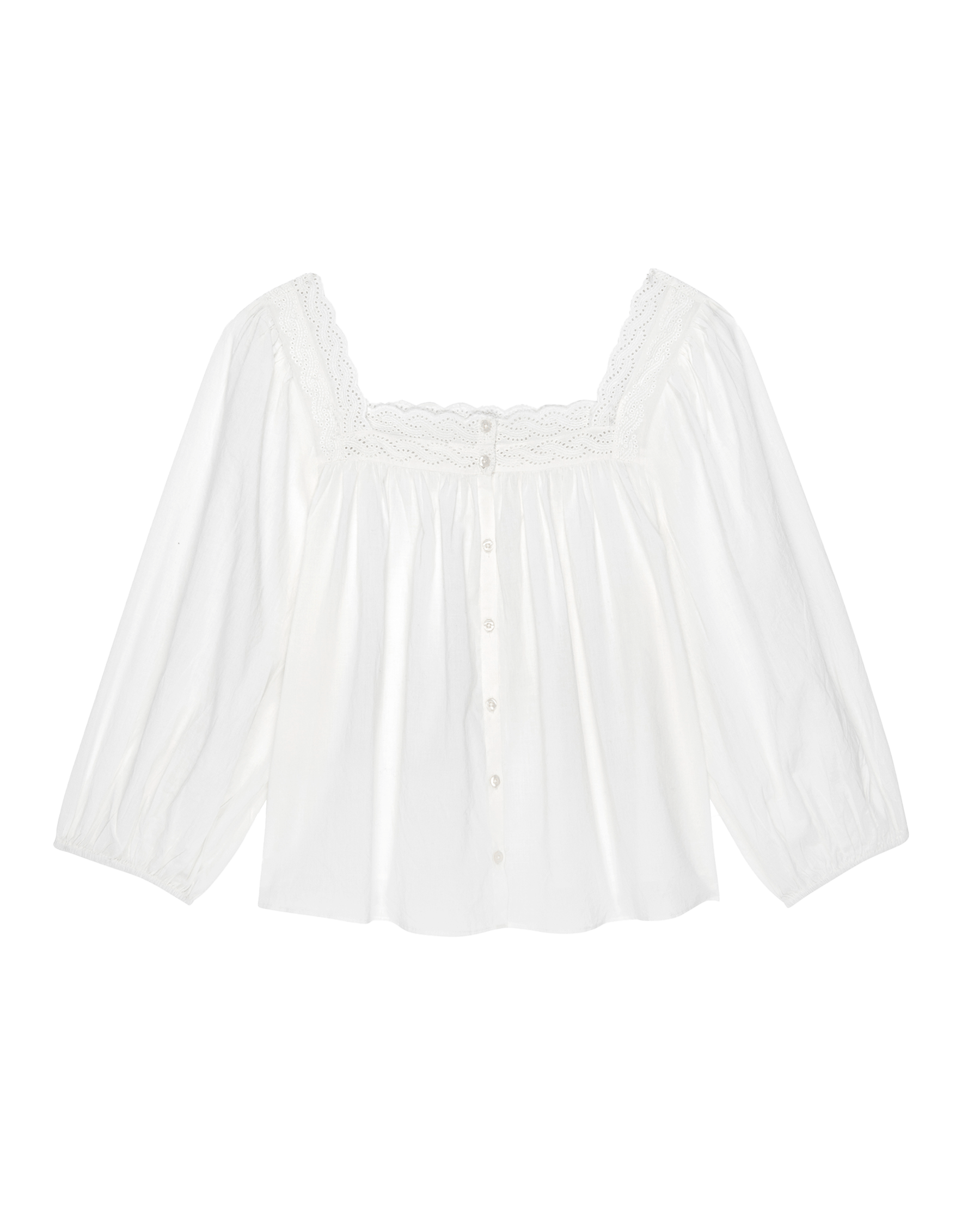 The Eyelet Button Sleep Top. -- True White