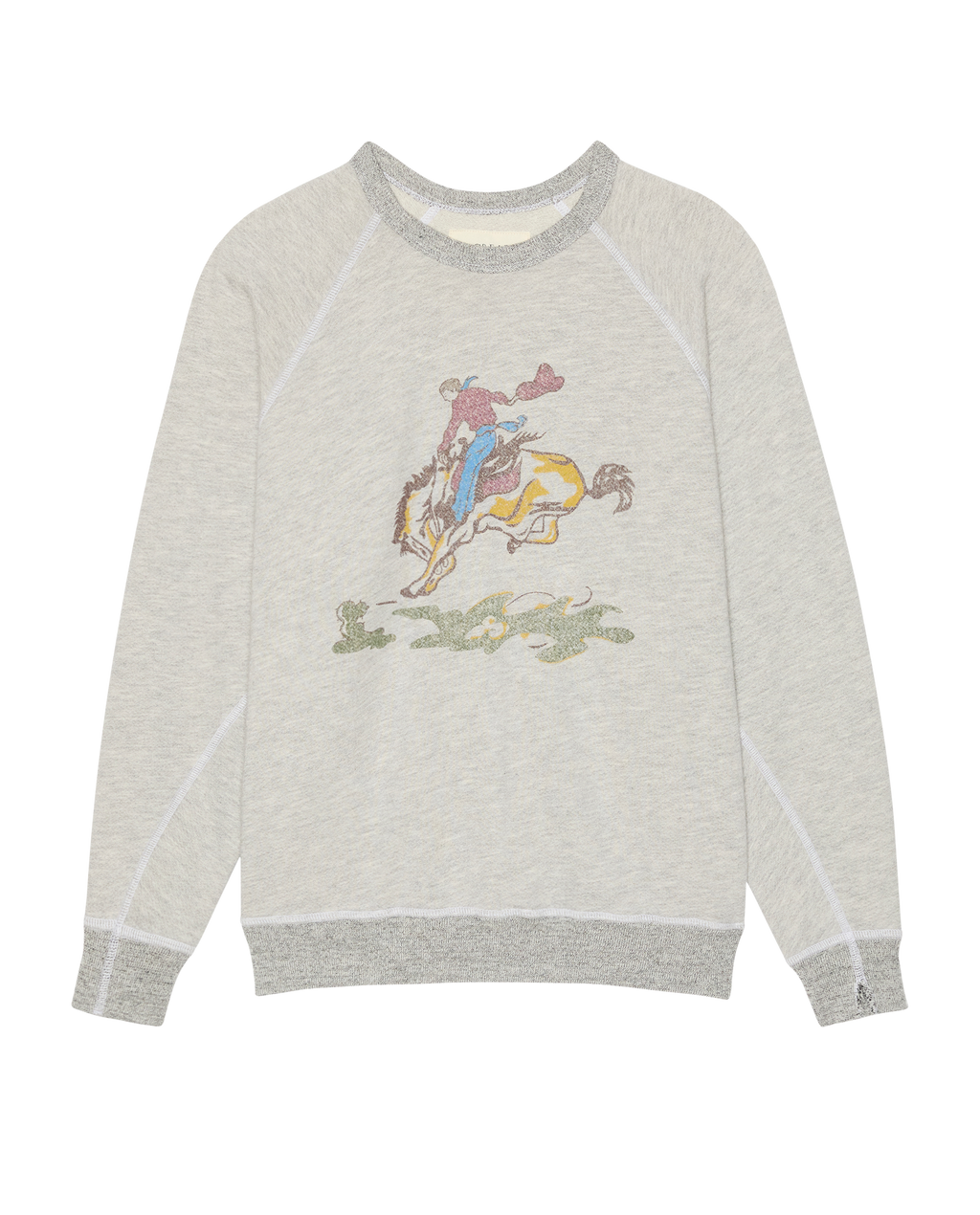 The College Sweatshirt w/ Rider Graphic. Novelty -- Soft Heather Grey