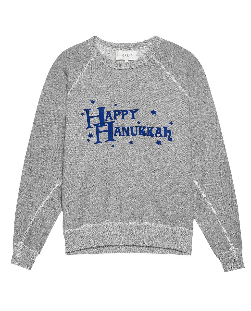 The College Sweatshirt. Graphic -- Varsity Grey with Hannukah Graphic