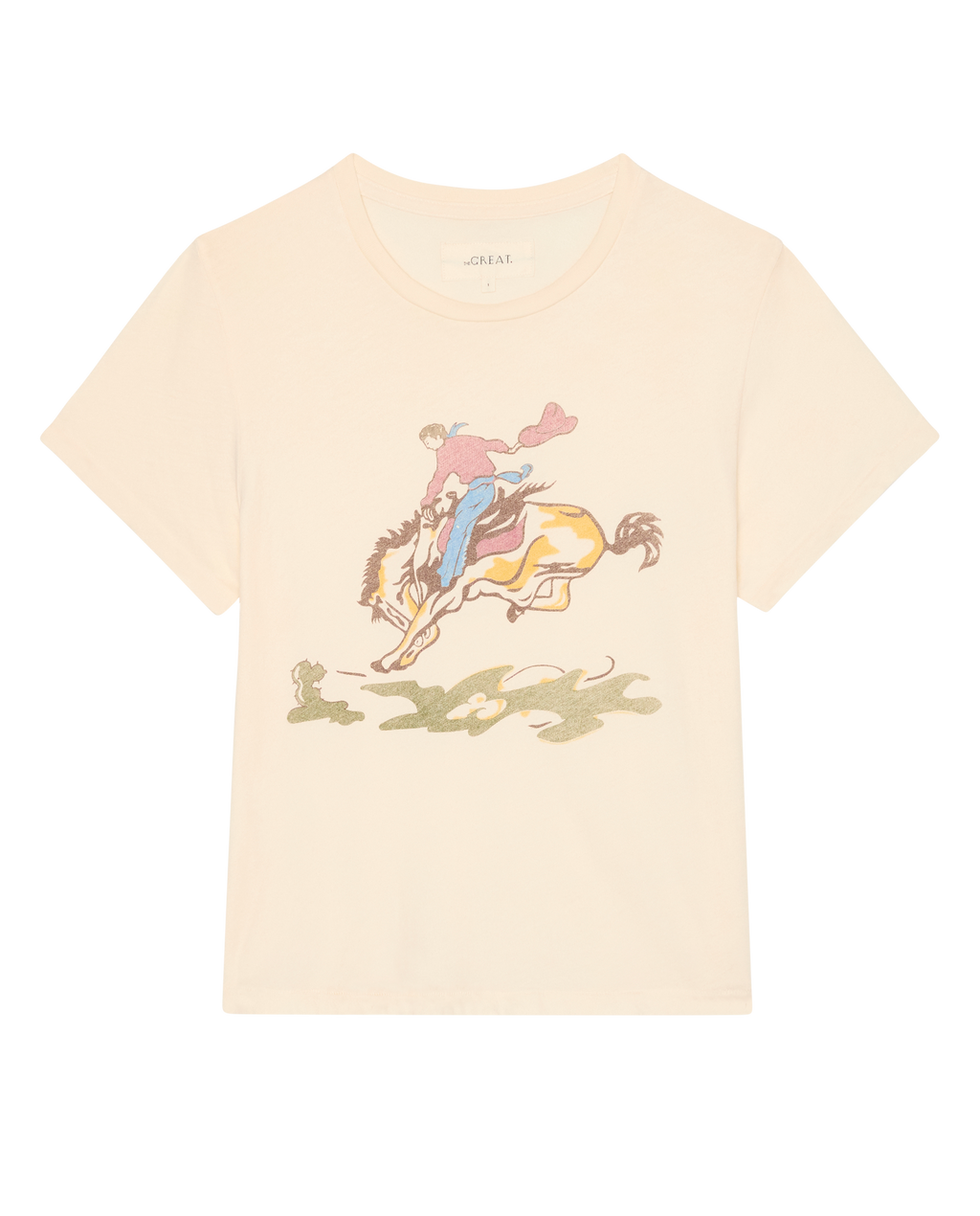 The Little Tee w/ Rider Graphic. -- Washed White