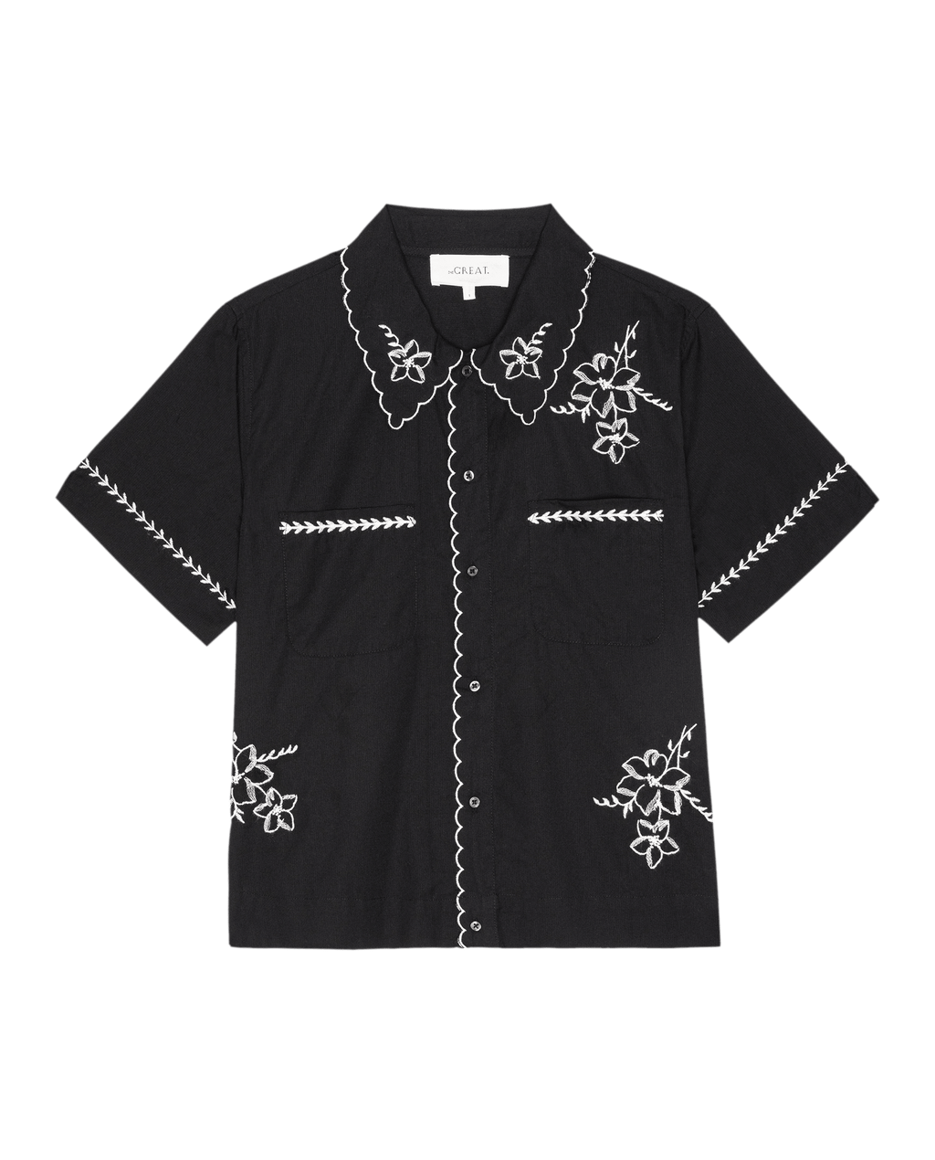 The Bowling Shirt W/ Hanky Embroidery. -- Black