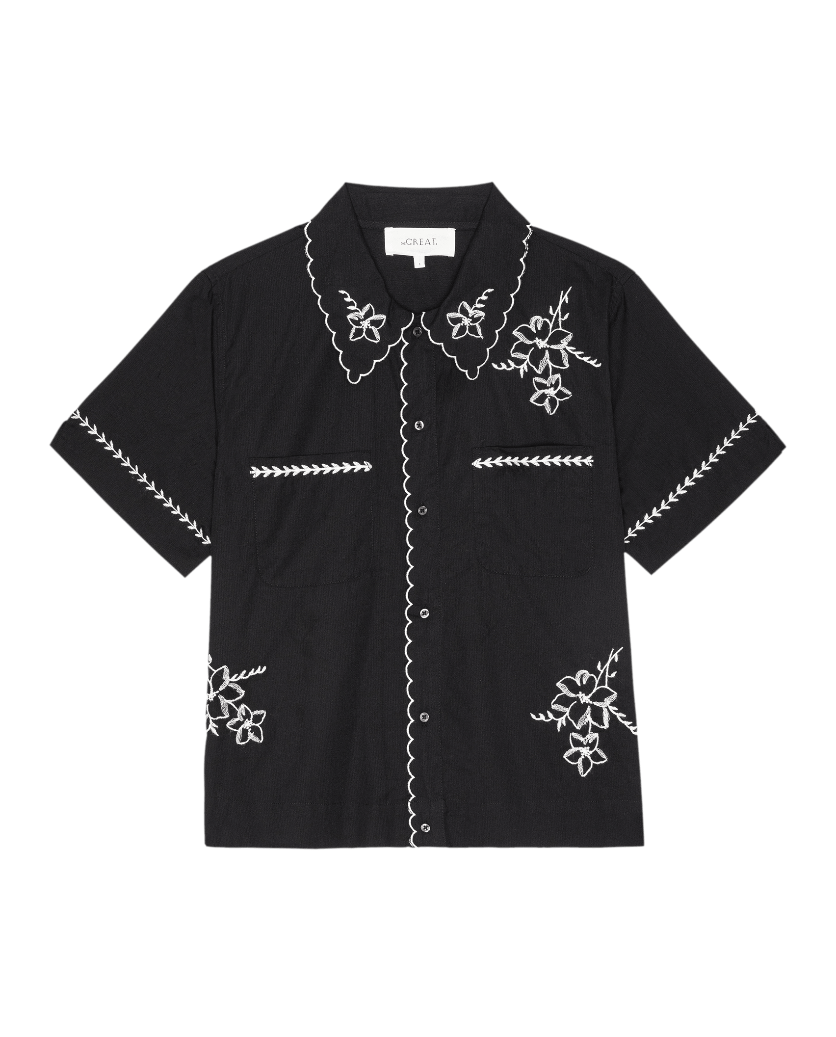 The Bowling Shirt W/ Hanky Embroidery. -- Black