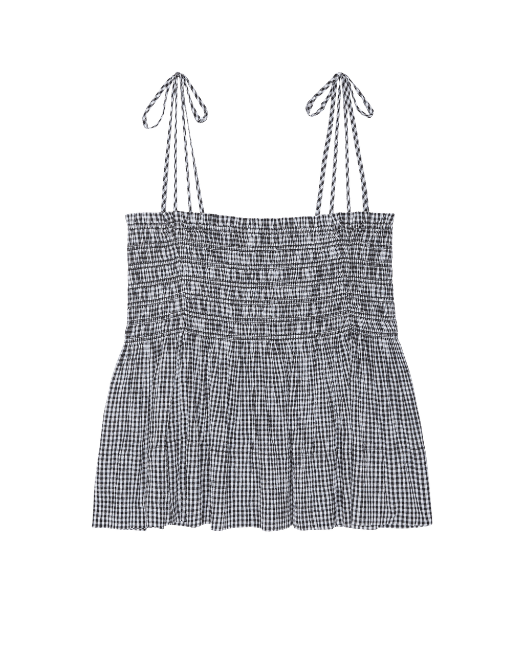The Tide Smocked Top. -- Black And Cream Check