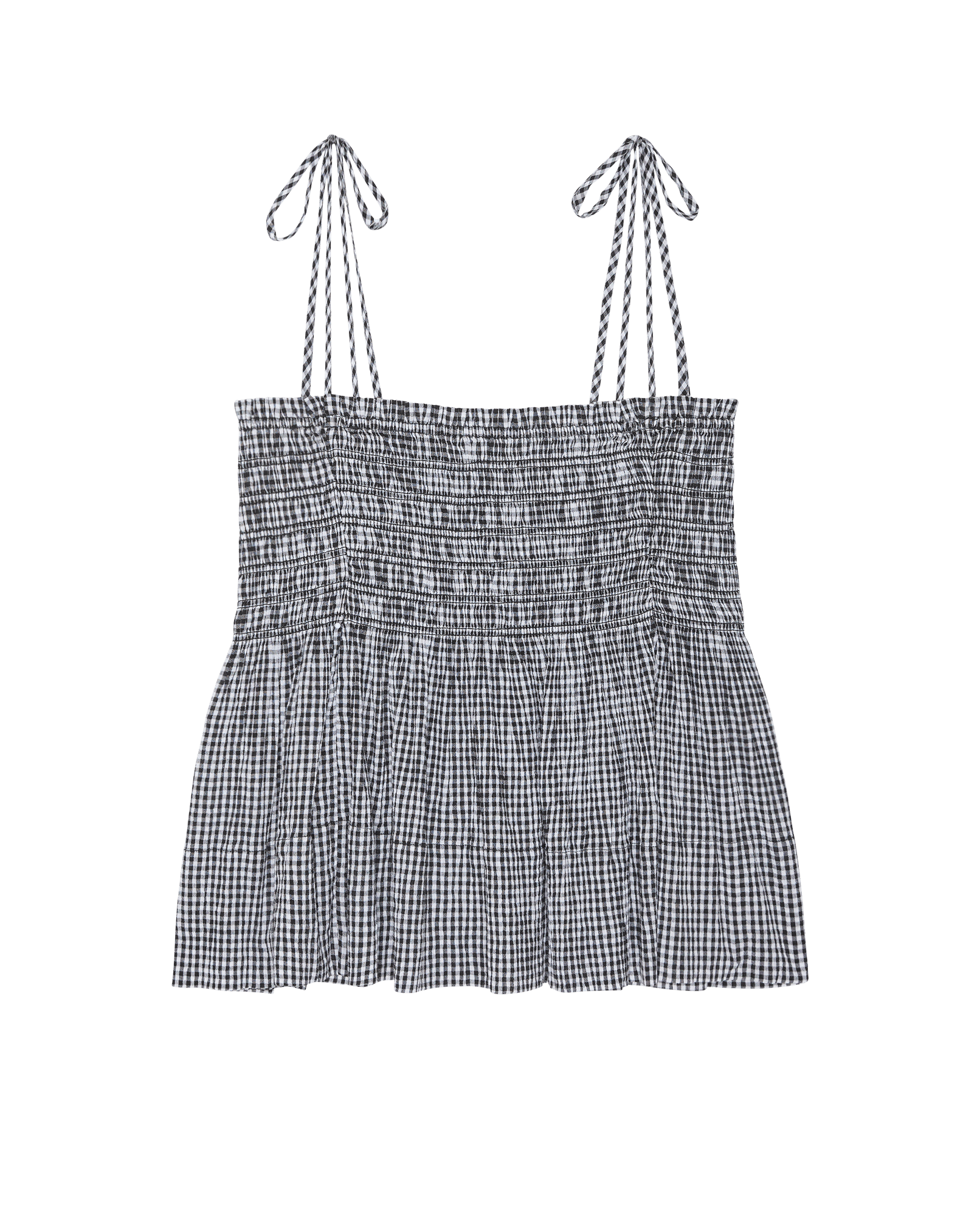 The Tide Smocked Top. -- Black And Cream Check