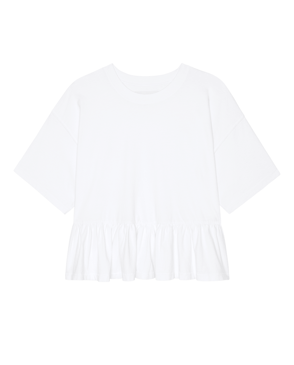 The Oversized Ruffle Peplum Tee. -- True White
