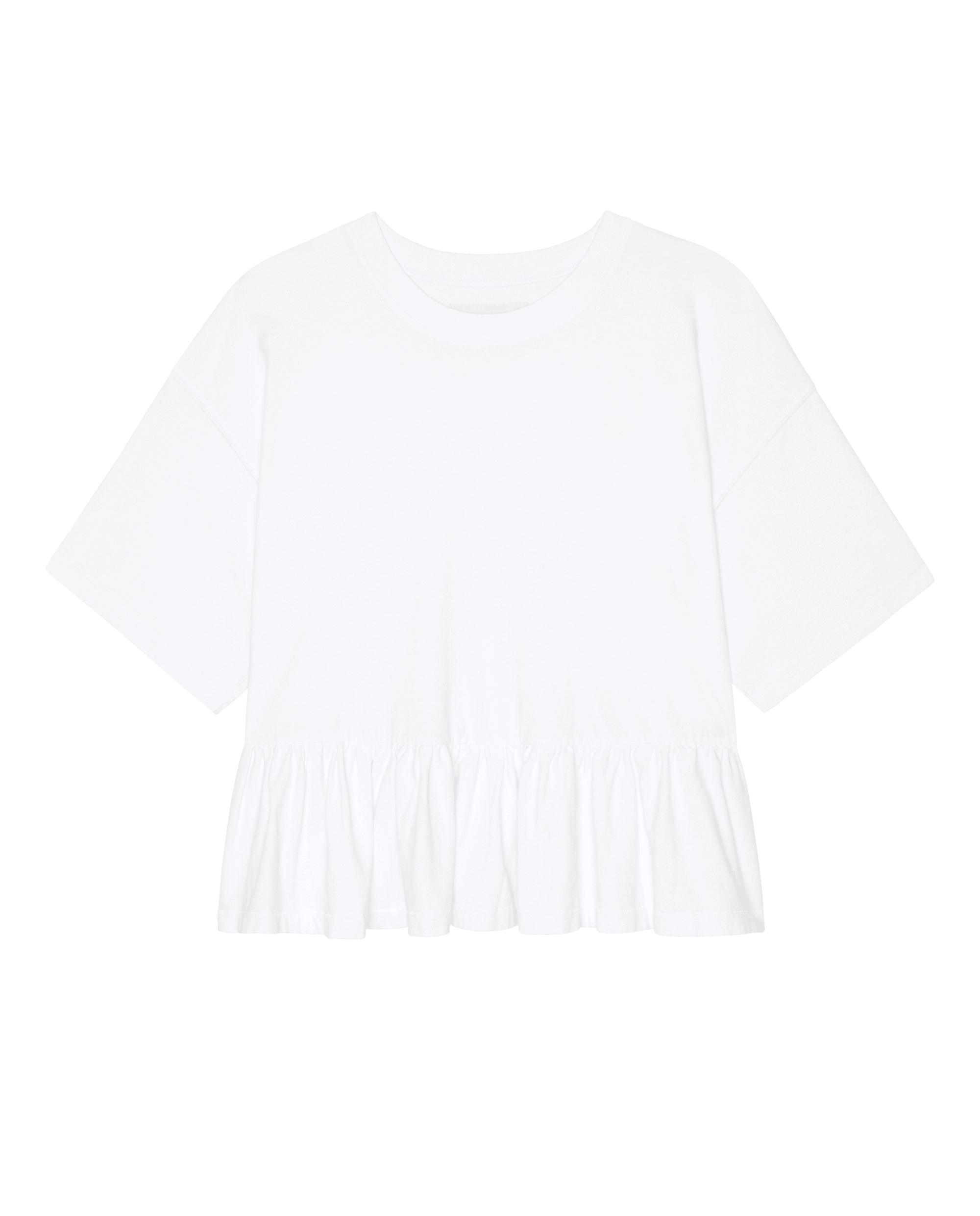 The Oversized Ruffle Peplum Tee. -- True White
