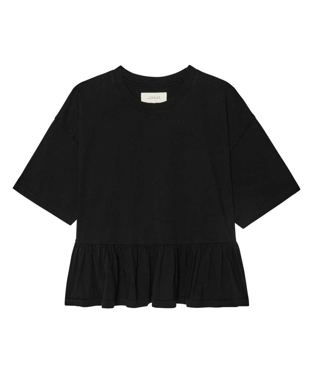 The Oversized Ruffle Peplum Tee. -- True Black