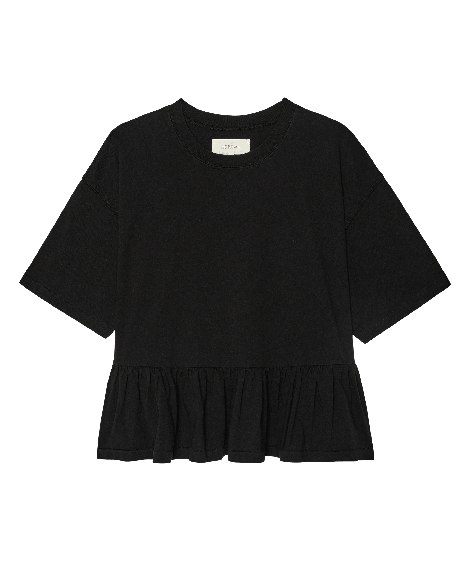 The Oversized Ruffle Peplum Tee. -- True Black