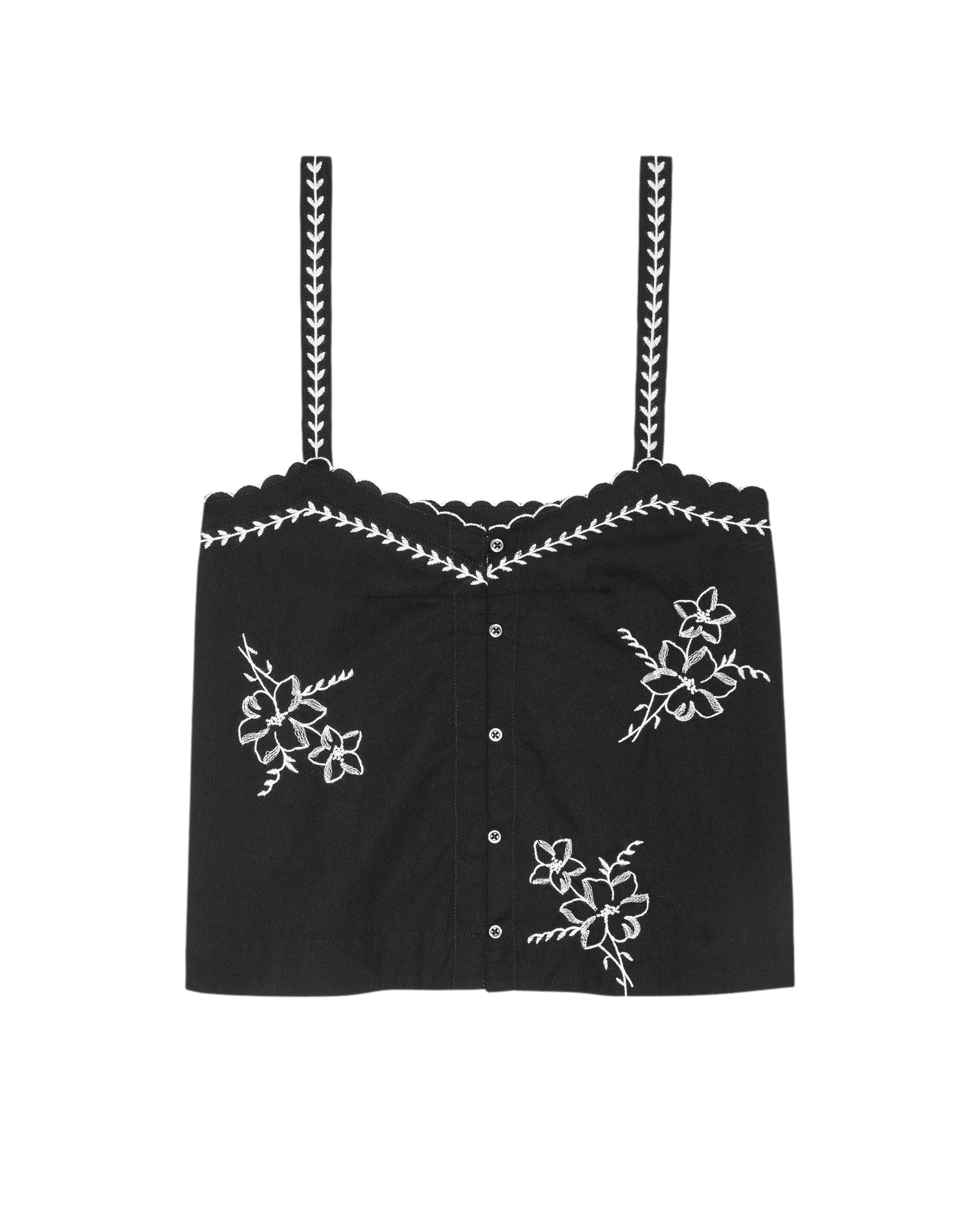 The Weekend Tank W/ Hanky Embroidery. -- Black