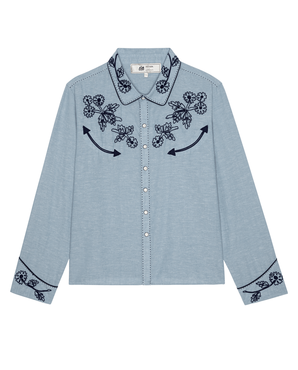 The Chambray Embroidered Western Shirt. -- Chambray