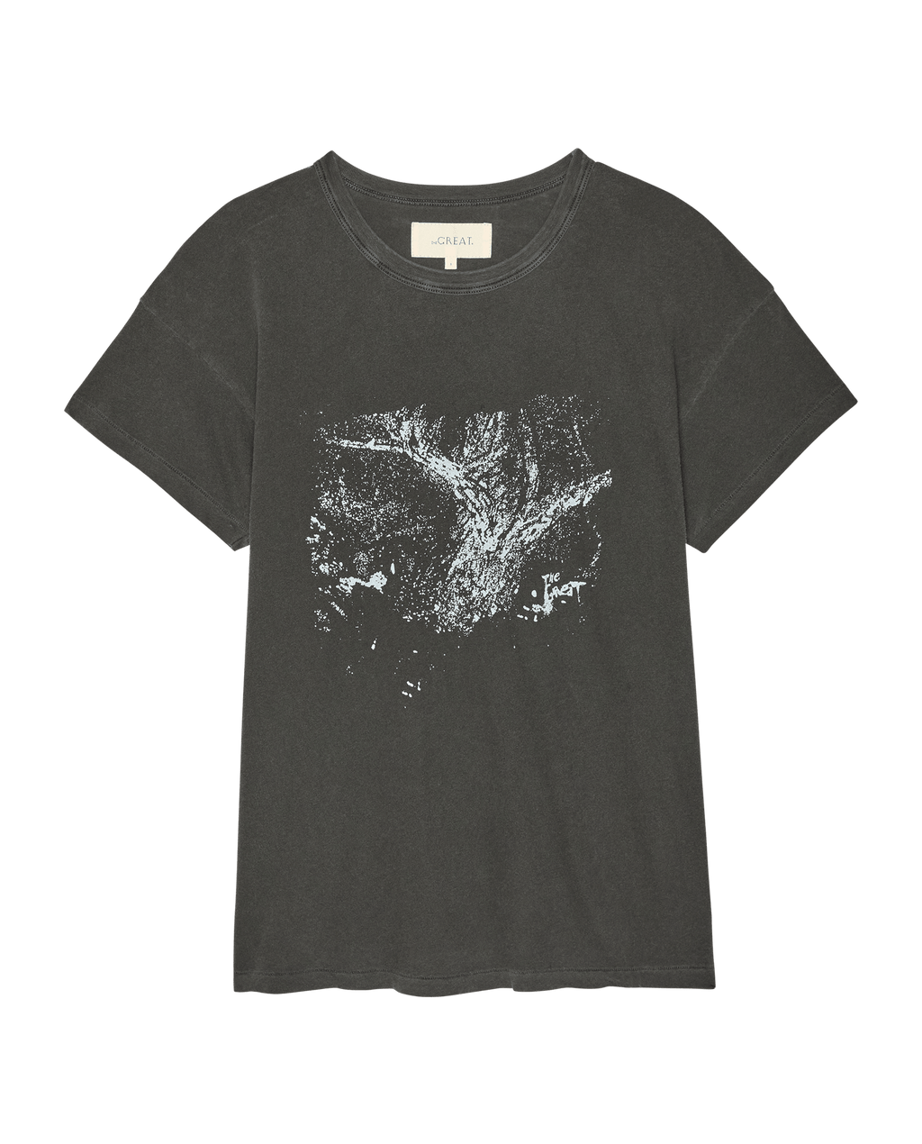 The Boxy Crew W/ Shadow Oak Graphic. -- Washed Black
