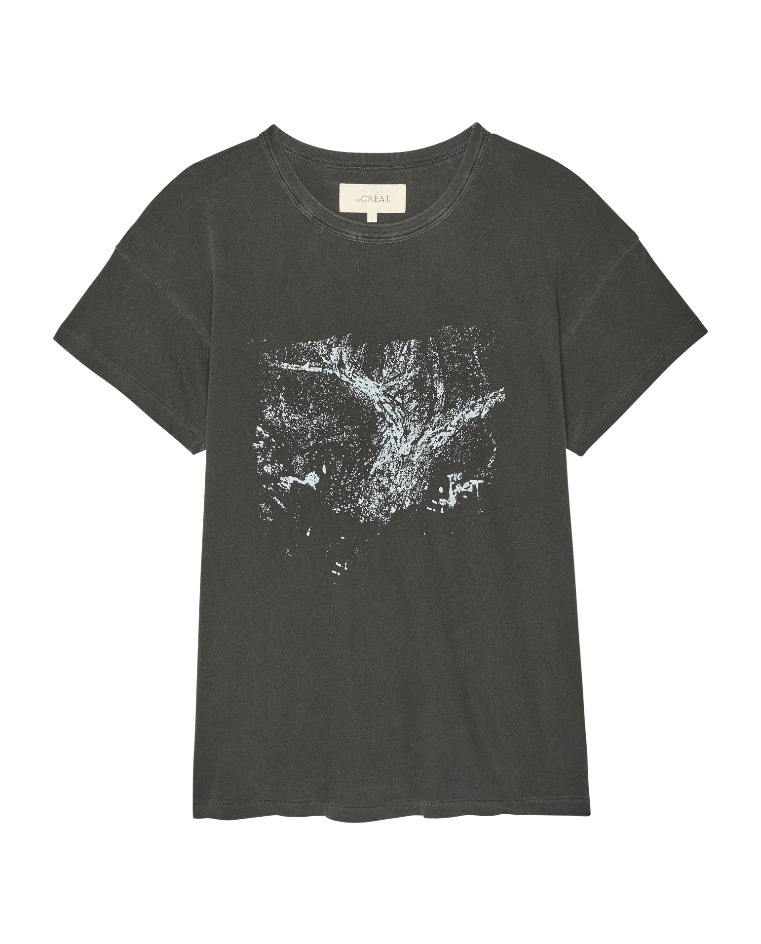 The Boxy Crew W/ Shadow Oak Graphic. -- Washed Black