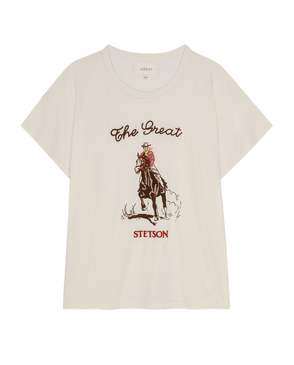 The Boxy Crew With Stetson Graphic. -- Washed White