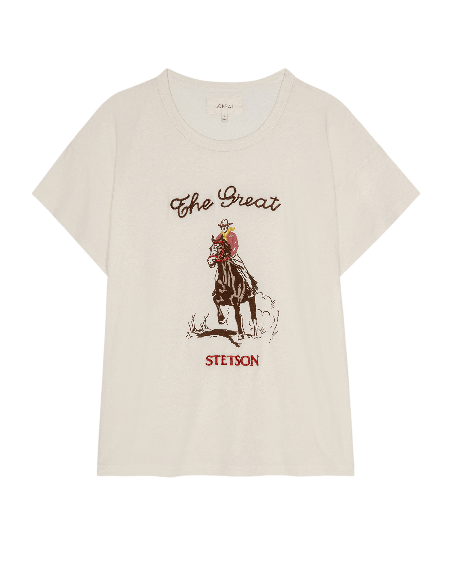 The Boxy Crew With Stetson Graphic. -- Washed White