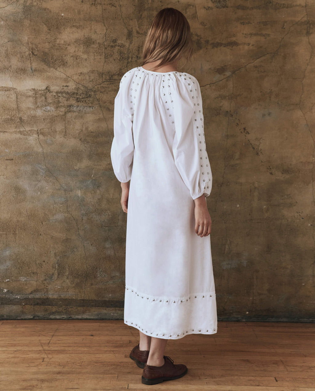 The Bodega Dress with Studs. -- White