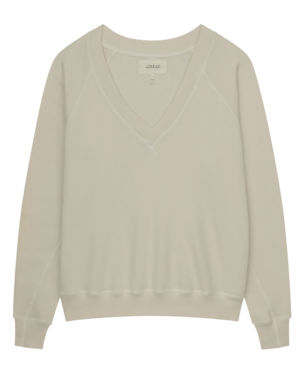The V-Neck Sweatshirt. -- Washed White