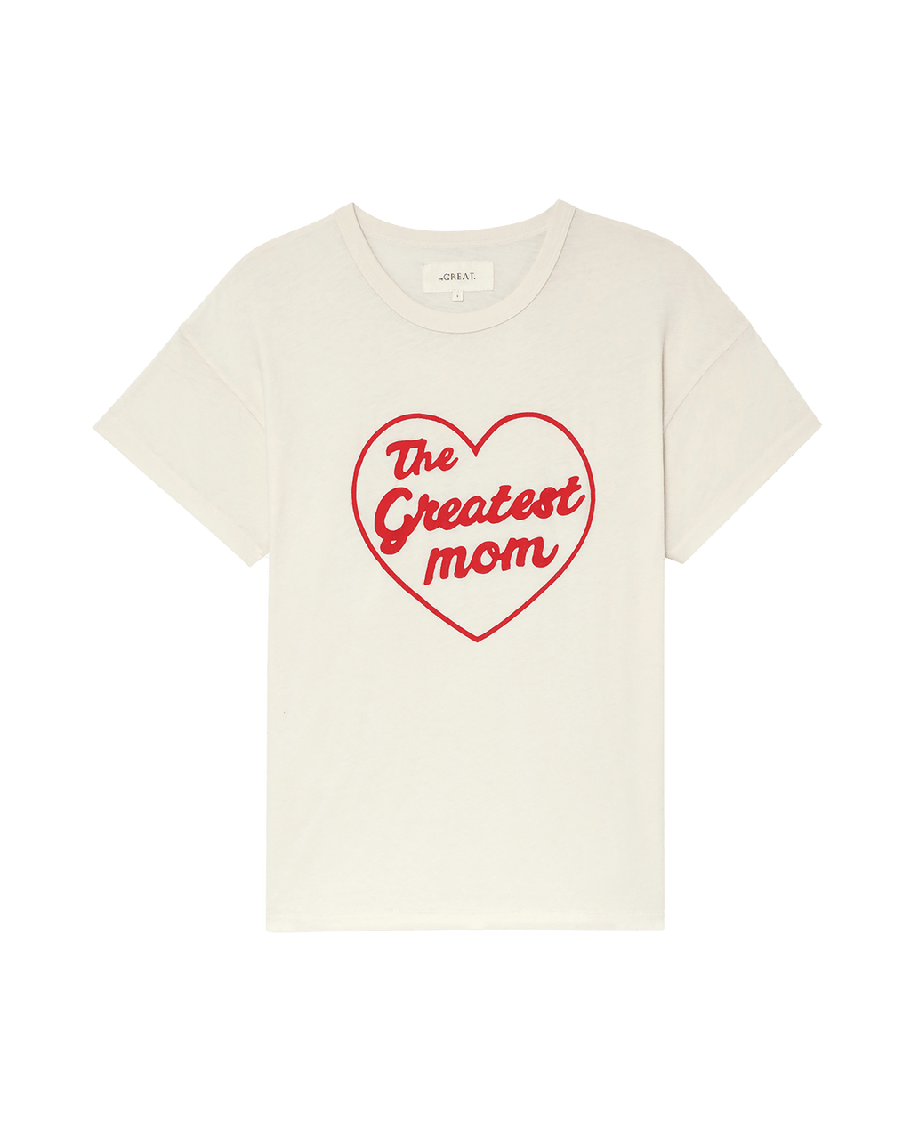 The Boxy Crew. Graphic -- Washed White with  est Mom Graphic