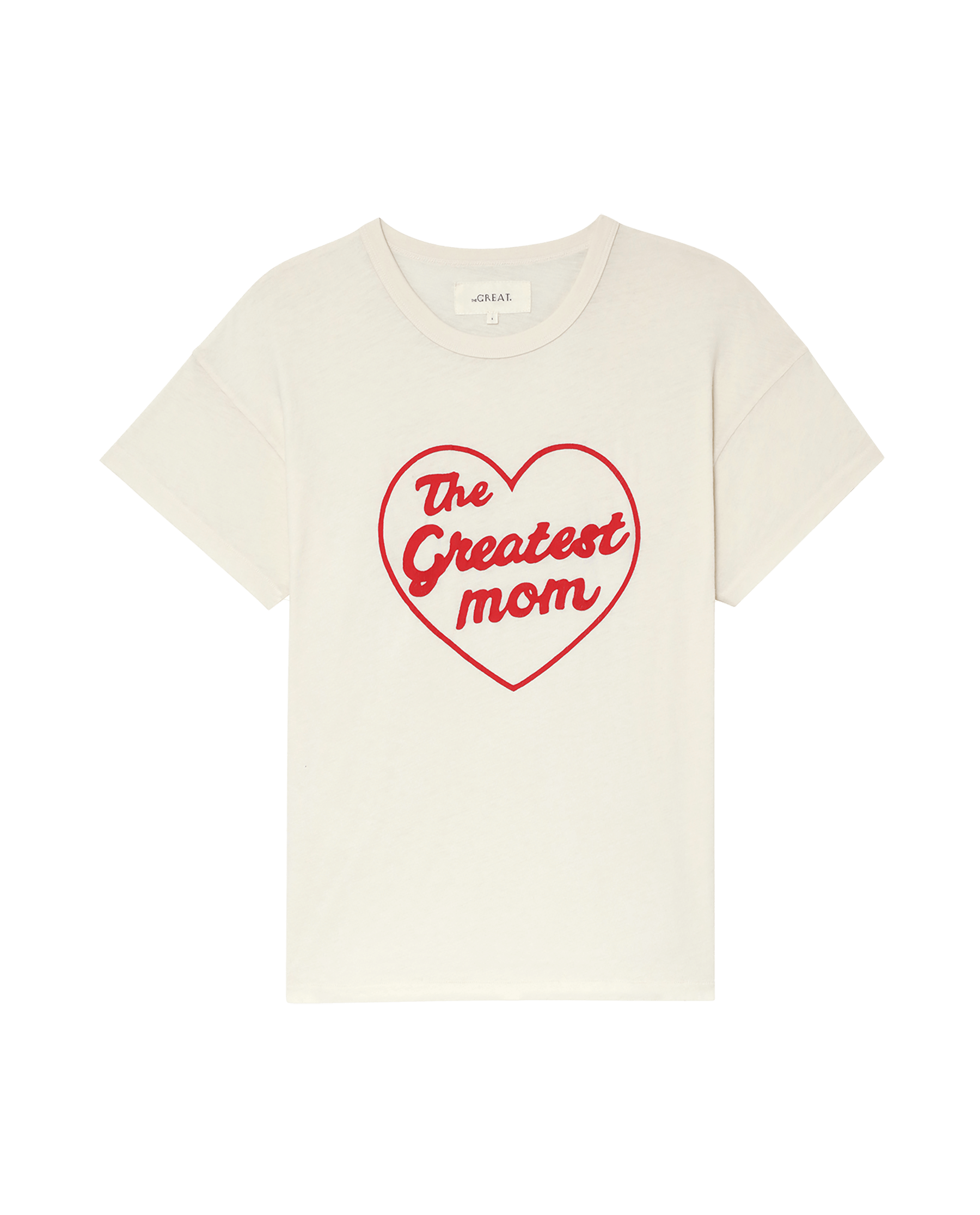 The Boxy Crew. Graphic -- Washed White with  est Mom Graphic